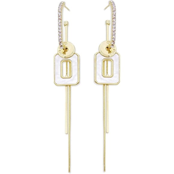 White 05 Gold Plated Dangle Drop Geometric Statement Jewelry for Women Teen - Picture 1 of 6